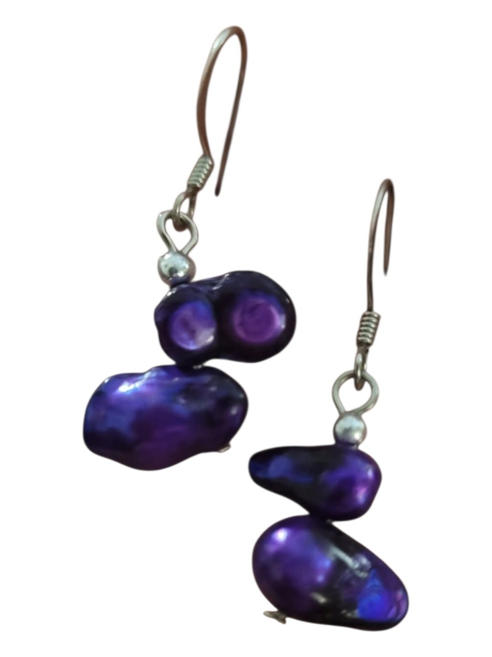 Purple Freshwater Pearl Drop Earrings